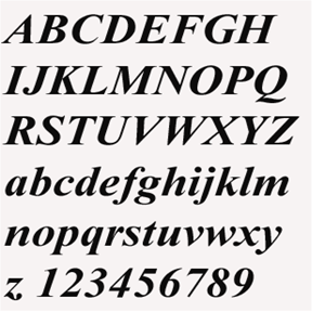 Roman italic font